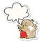 A creative cartoon over excited robin and speech bubble distressed sticker