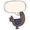 A creative cartoon pigeon and speech bubble in comic book style