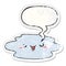 A creative cartoon puddle and face and speech bubble distressed sticker