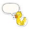 A creative cartoon quacking duck and speech bubble distressed sticker