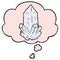 A creative cartoon quartz crystal and thought bubble in comic book style