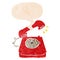 A creative cartoon ringing telephone and speech bubble in retro textured style