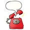 A creative cartoon ringing telephone and speech bubble in smooth gradient style