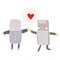 A creative cartoon robots in love and speech bubble in retro style