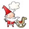 A creative cartoon santa making toy and thought bubble in smooth gradient style