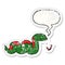 A creative cartoon slithering snake and speech bubble distressed sticker