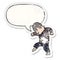 A creative cartoon sneaking thief and speech bubble distressed sticker