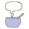 A creative cartoon soup bowl and speech bubble