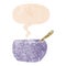 A creative cartoon soup bowl and speech bubble in retro textured style