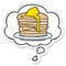 A creative cartoon stack of pancakes and thought bubble as a printed sticker