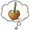 A creative cartoon toffee apple and thought bubble in smooth gradient style
