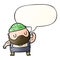 A creative cartoon tough fisherman and speech bubble in smooth gradient style