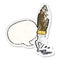 A creative cartoon traditional fountain pen and speech bubble distressed sticker