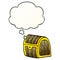 A creative cartoon treasure chest and thought bubble in smooth gradient style