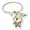 A creative cartoon undead monster creation man and speech bubble sticker