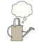 A creative cartoon watering can and thought bubble