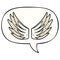 A creative cartoon wings symbol and speech bubble