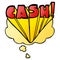 A creative cartoon word cash and thought bubble in smooth gradient style