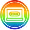 A creative cassette tape circular in rainbow spectrum