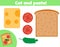 Creative children educational game. Paper cut activity. Make a sanwich with glue and scissors