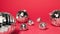 Creative Christmas composition with shiny disco balls bauble on vivid pink background. Minimal Xmas or New Year celebration concep