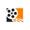 creative cinema movie film reel logo vector template