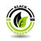 Creative circle logo of Green and Black tea mixture. Concept round icon of blend tea mix, herbal drink composition of organic tea