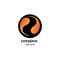 Creative circle logo illustration of fireball design vector