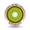 Creative circle logo Kiwi with round half cut of fruit slice icon and circle seeds symbol for product contain kiwi extract