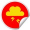 A creative circular peeling sticker cartoon thunder cloud