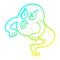 A creative cold gradient line drawing cartoon angry ghost