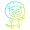 A creative cold gradient line drawing cartoon angry lion in dress