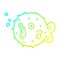 A creative cold gradient line drawing cartoon blow fish