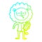 A creative cold gradient line drawing cartoon bored lion manager