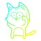 A creative cold gradient line drawing cartoon cat being cute