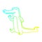 A creative cold gradient line drawing cartoon crocodile