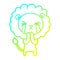 A creative cold gradient line drawing cartoon crying lion praying