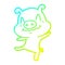 A creative cold gradient line drawing cartoon drunk pig