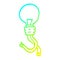 A creative cold gradient line drawing cartoon glowing light bulb