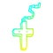 A creative cold gradient line drawing cartoon gold crucifix