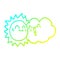 A creative cold gradient line drawing cartoon happy sunshine and cloud