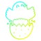 A creative cold gradient line drawing cartoon hatching chicken