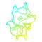 A creative cold gradient line drawing cartoon hungry wolf in office clothes