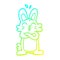 A creative cold gradient line drawing cartoon jolly bunny