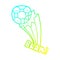 A creative cold gradient line drawing cartoon kicked soccer ball