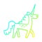 A creative cold gradient line drawing cartoon mystical unicorn