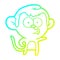 A creative cold gradient line drawing cartoon pointing monkey