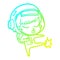 A creative cold gradient line drawing cartoon pretty astronaut girl karate kicking