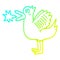 A creative cold gradient line drawing cartoon quacking duck