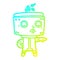 A creative cold gradient line drawing cartoon robot accusing